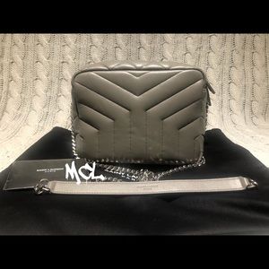 YSL LouLou Bowling bag in Gray Matelasse Calfskin